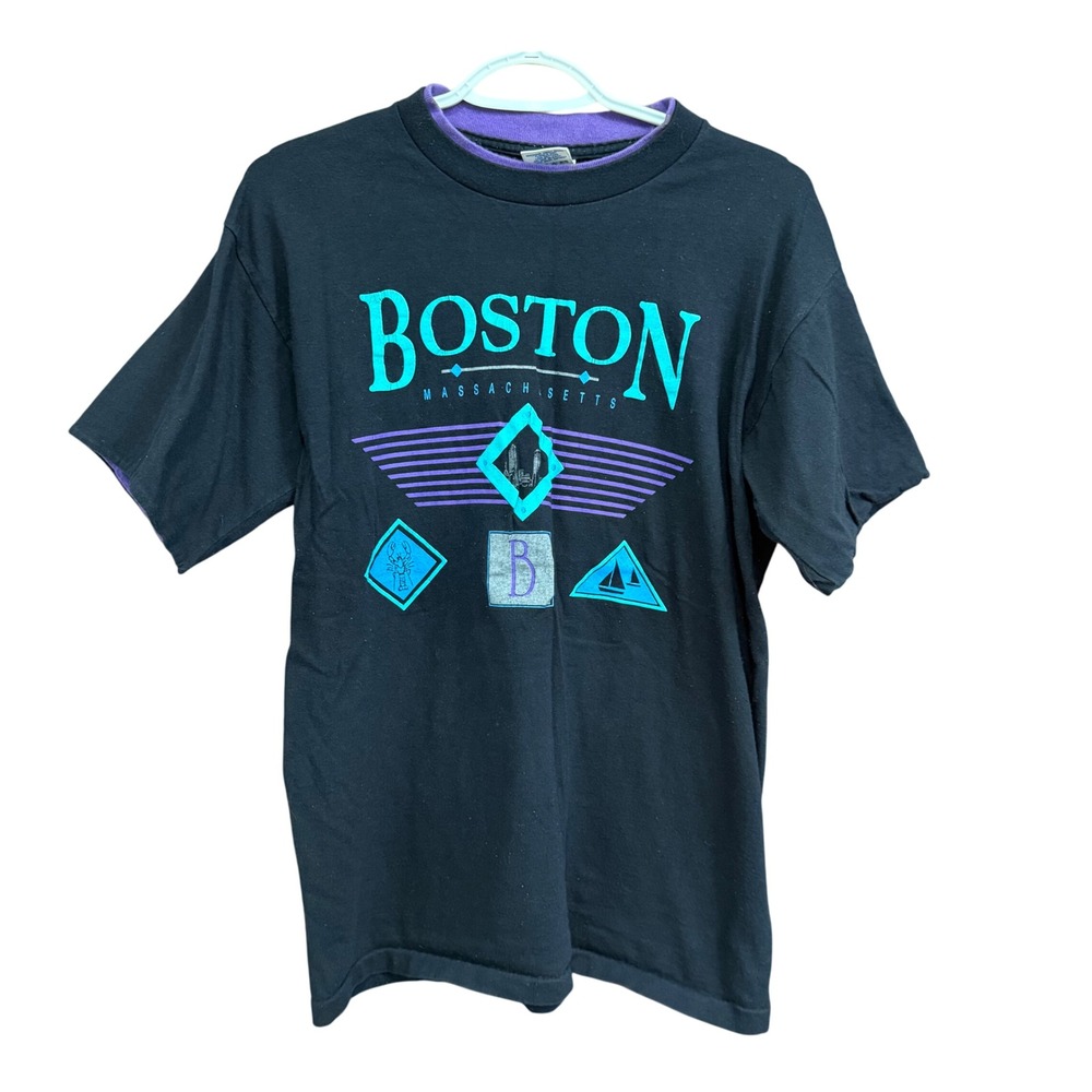 Vintage‎ Boston Massachusetts T-Shirt Belton Made In USA Tourist Souvenir Tee